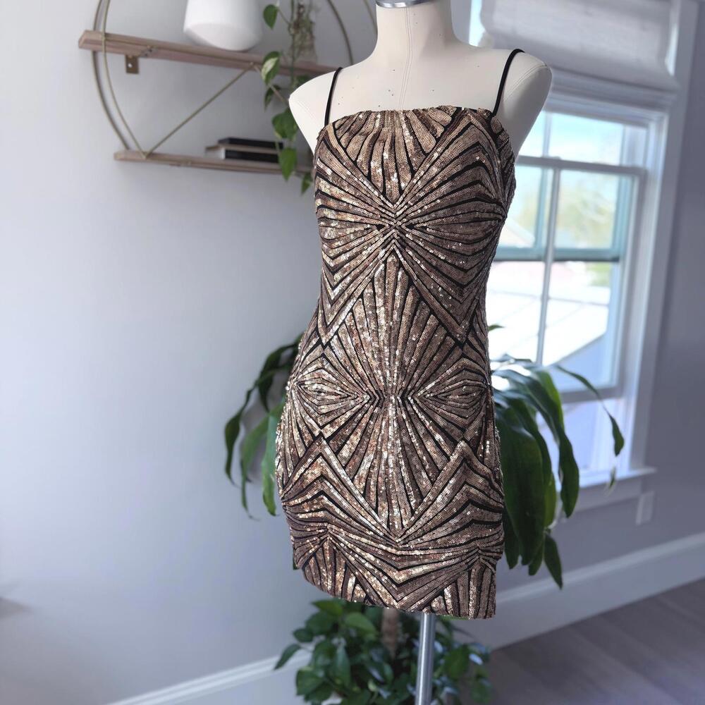 Lulus Sequin Geometric Pattern Mini Dress Size M - image 1